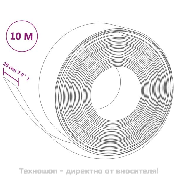Градински кантове, 5 бр, сиви, 10 м, 20 см, полиетилен