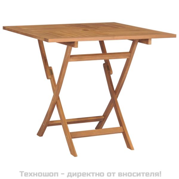 Градински трапезен комплект, 5 части, тиково дърво масив