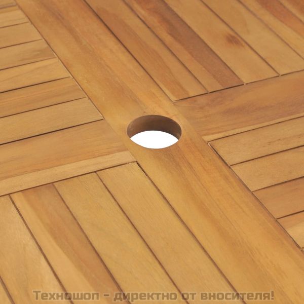 Градински трапезен комплект, 5 части, тиково дърво масив