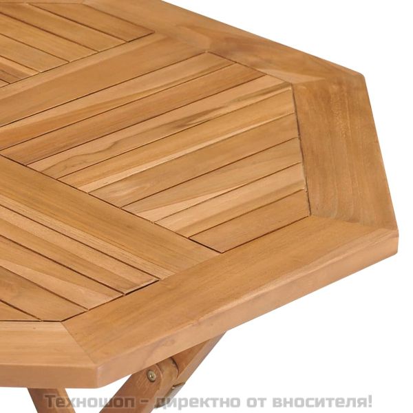 Градински трапезен комплект, 5 части, тиково дърво масив