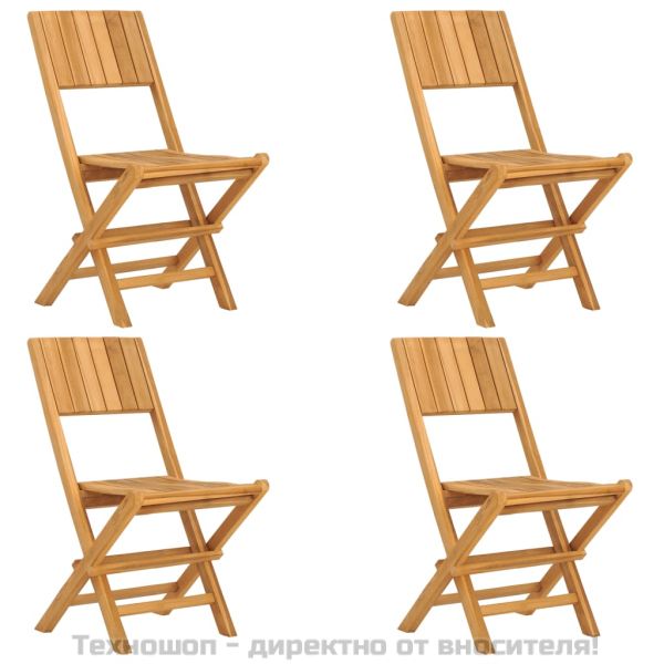 Градински трапезен комплект, 5 части, тиково дърво масив