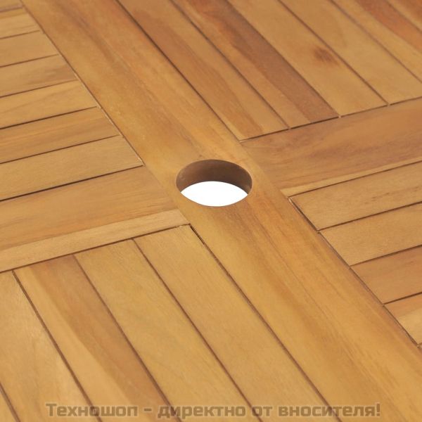 Градински трапезен комплект, 5 части, тиково дърво масив