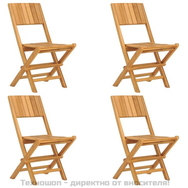 Градински трапезен комплект, 5 части, тиково дърво масив