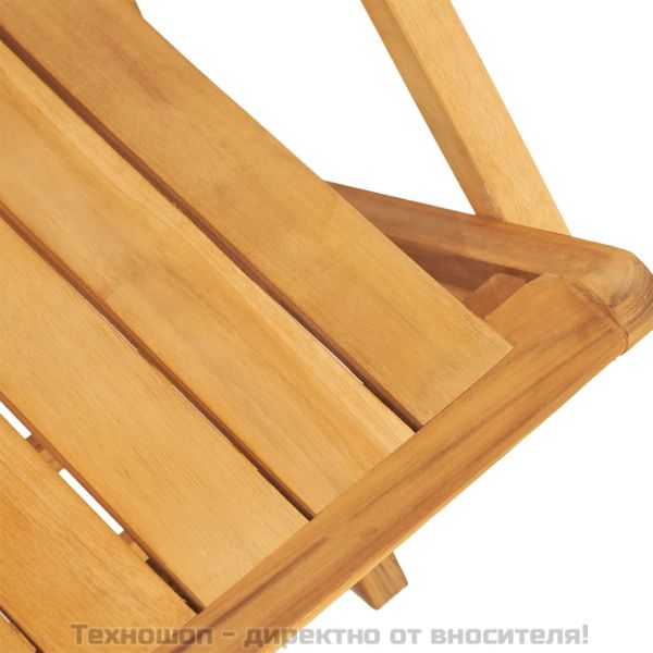 Градински трапезен комплект, 5 части, тиково дърво масив