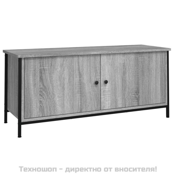 ТВ шкаф с врати, сив сонома, 102x35x45 см, инженерно дърво