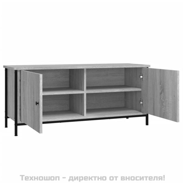 ТВ шкаф с врати, сив сонома, 102x35x45 см, инженерно дърво