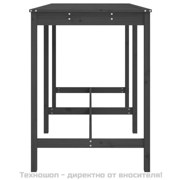 Градинска маса, сива, 159,5x82,5x110 см, борово дърво масив