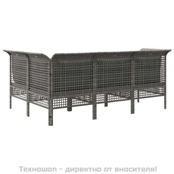 Градински лаундж комплект с възглавници 4 части сив полиратан