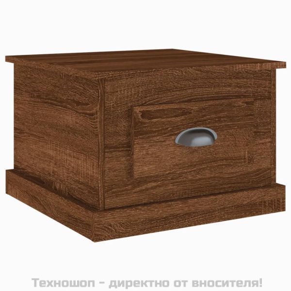 Кафе маса, кафяв дъб, 50x50x35 см, инженерно дърво