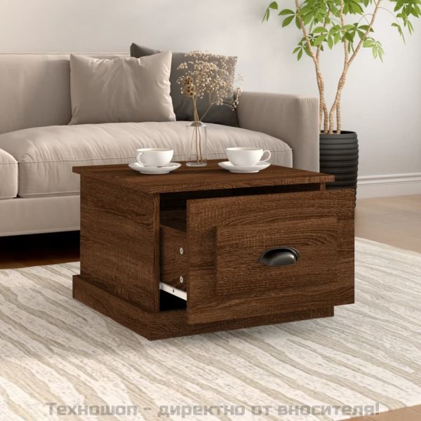 Кафе маса, кафяв дъб, 50x50x35 см, инженерно дърво