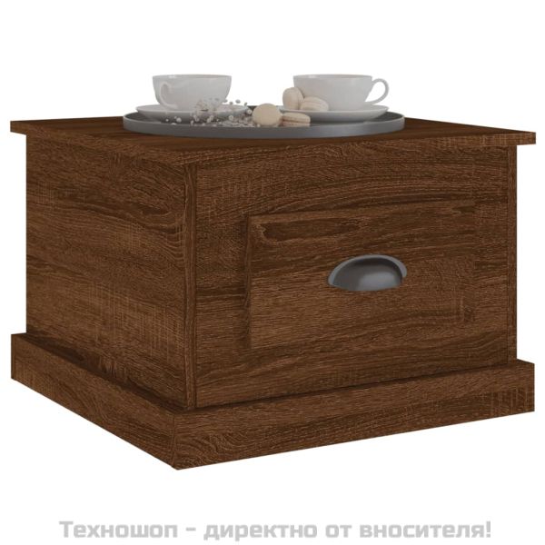 Кафе маса, кафяв дъб, 50x50x35 см, инженерно дърво