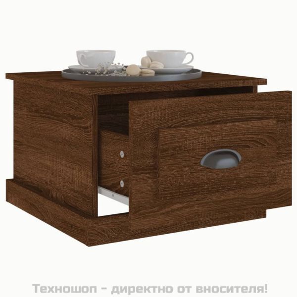 Кафе маса, кафяв дъб, 50x50x35 см, инженерно дърво