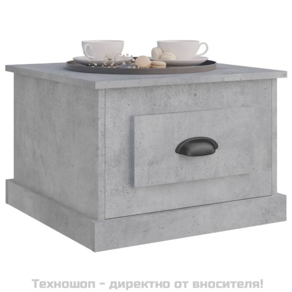 Кафе маса, бетонно сива, 50x50x35 см, инженерно дърво