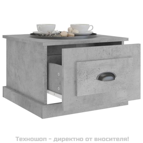 Кафе маса, бетонно сива, 50x50x35 см, инженерно дърво