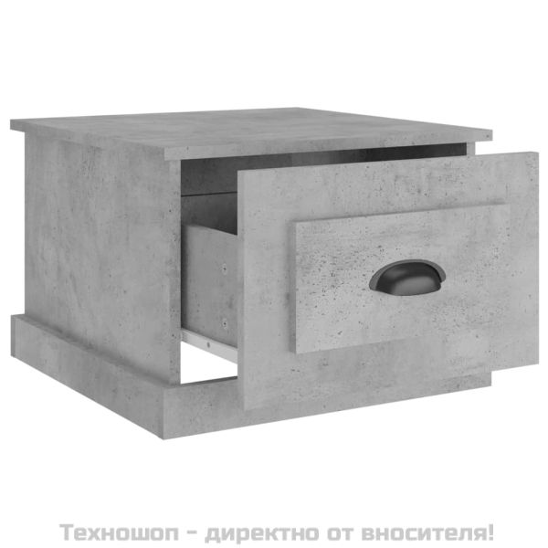 Кафе маса, бетонно сива, 50x50x35 см, инженерно дърво