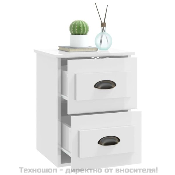 Нощни шкафчета за стенен монтаж, 2 бр, бял гланц, 41,5x36x53 см