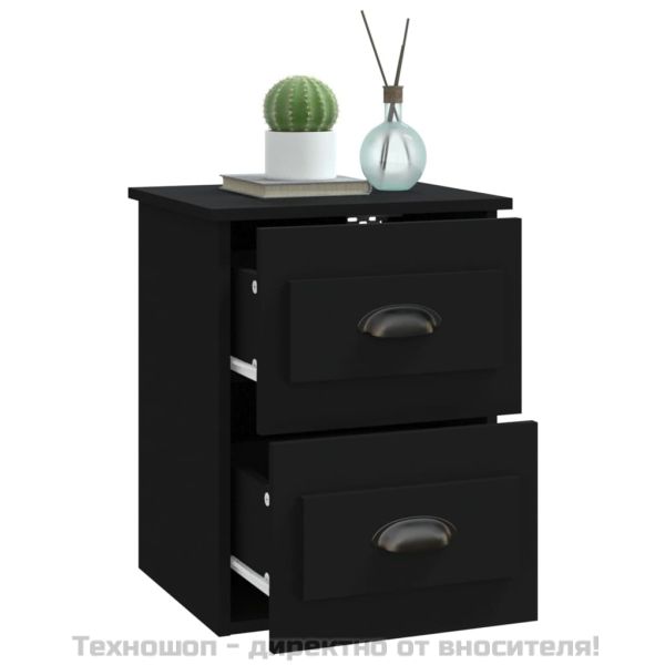 Нощни шкафчета за стенен монтаж, 2 бр, черни, 41,5x36x53 см