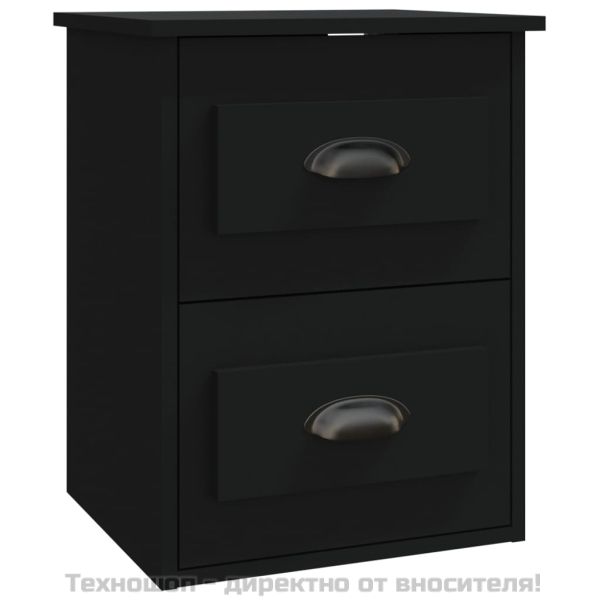 Нощни шкафчета за стенен монтаж, 2 бр, черни, 41,5x36x53 см