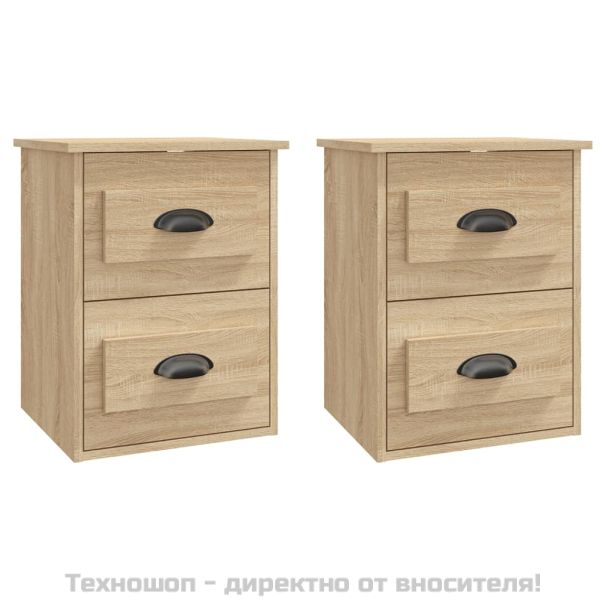 Нощни шкафчета за стенен монтаж 2 бр сонома дъб 41,5x36x53 см