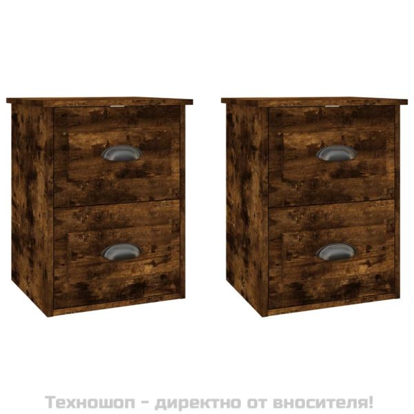 Нощни шкафчета за стенен монтаж, 2 бр, опушен дъб, 41,5x36x53см