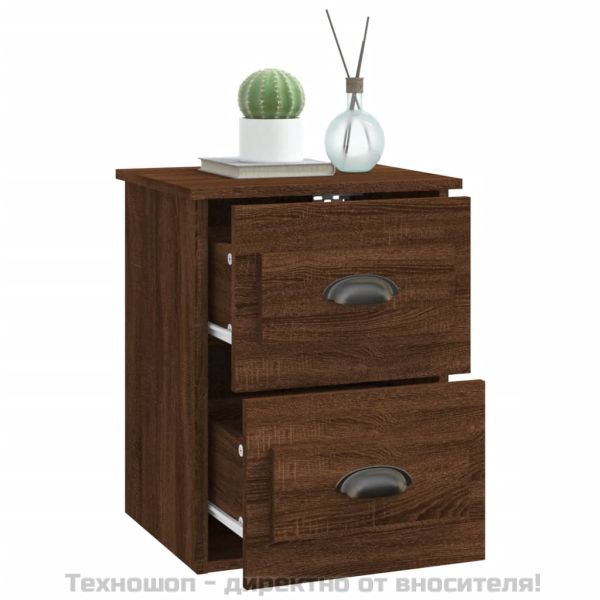 Нощно шкафче за стенен монтаж, кафяв дъб, 41,5x36x53 см