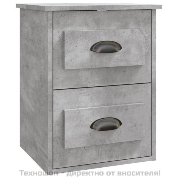 Нощно шкафче за стенен монтаж, бетонно сиво, 41,5x36x53 см