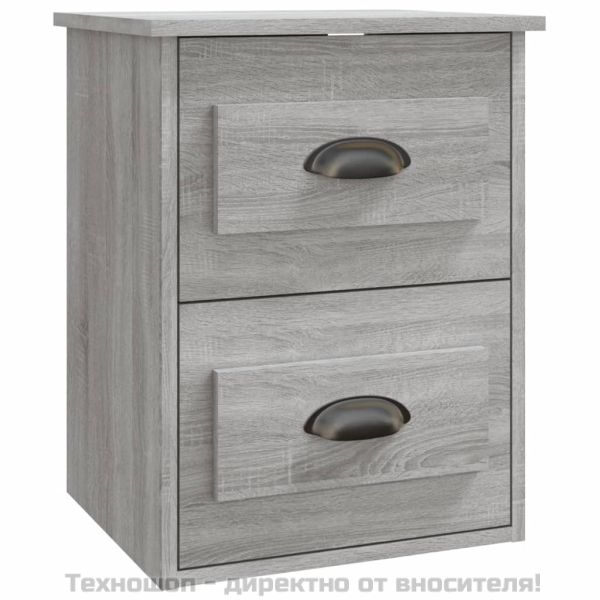 Нощно шкафче за стенен монтаж, сив сонома, 41,5x36x53 см