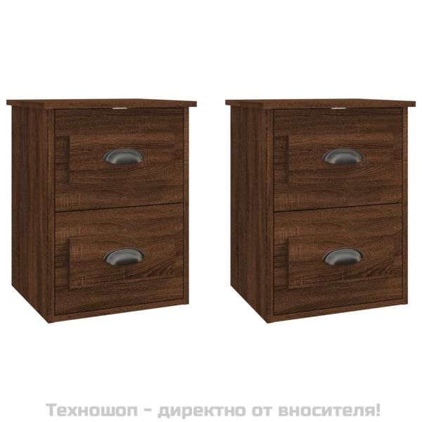 Нощни шкафчета за стенен монтаж, 2 бр, кафяв дъб, 41,5x36x53 см