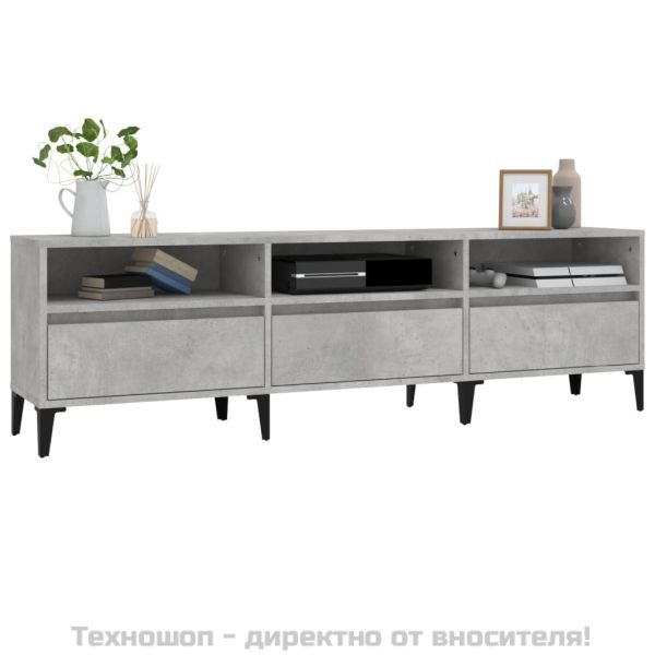 ТВ шкаф, бетонно сиво, 150x30x44,5 см, инженерно дърво