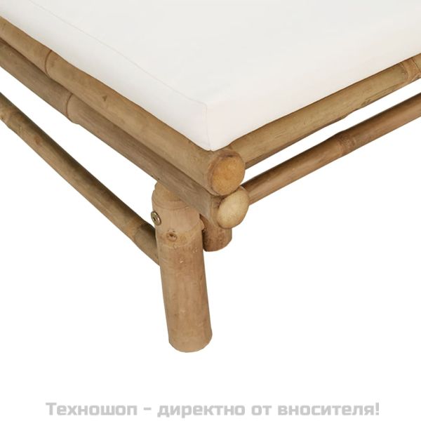 Градински столове 2 бр с кремавобели възглавници бамбук