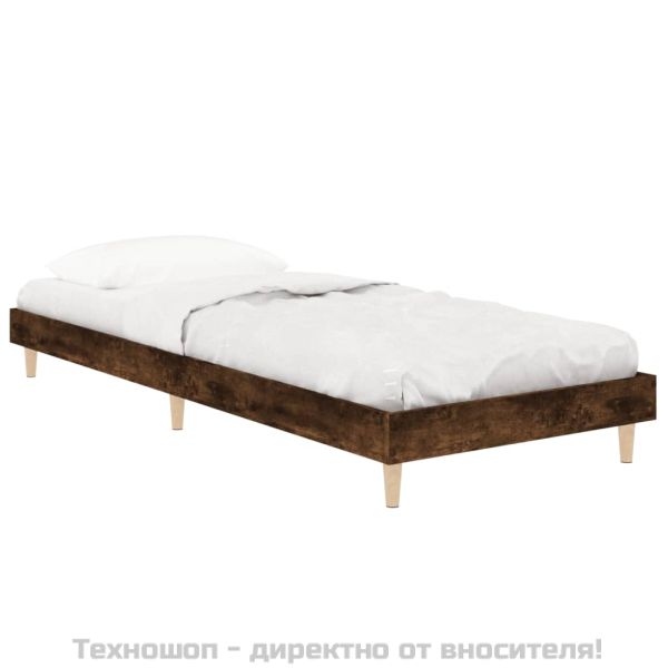 Рамка за легло без матрак опушен дъб 75x190 см инженерно дърво