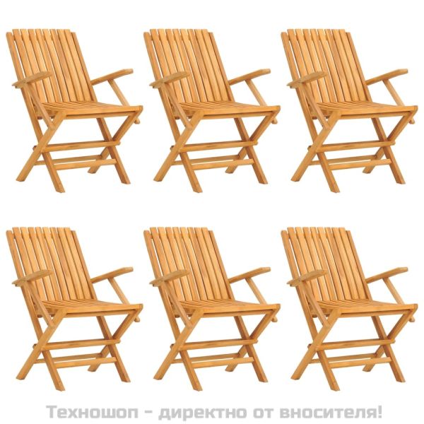 Сгъваеми градински столове, 6 бр, 61x67x90 см, тик масив