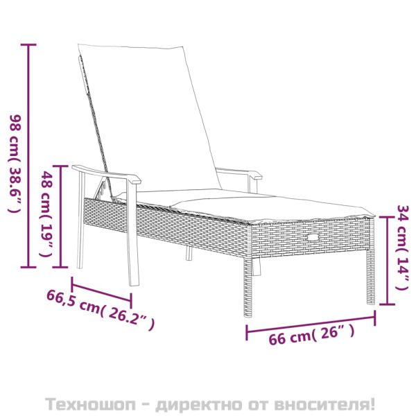Шезлонги, 2 бр, с маса и възглавници, сив, полиратан