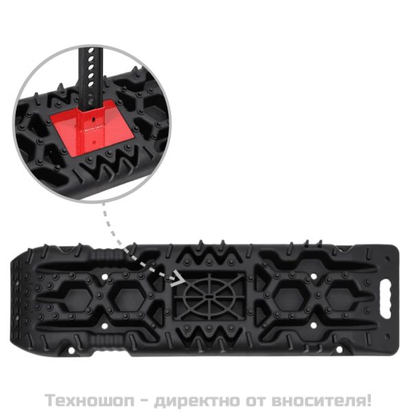 Тягови дъски, 2 бр, черни, 107х31х7 см, найлон