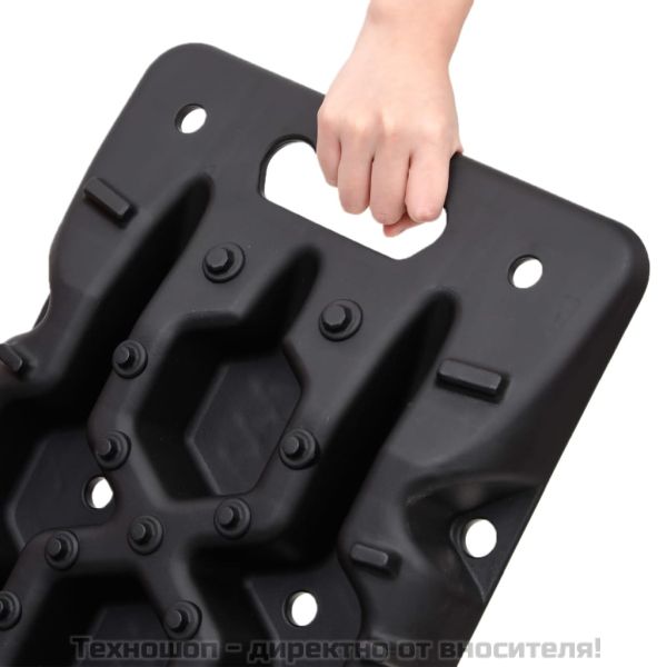 Тягови дъски, 2 бр, черни, 107х31х7 см, найлон