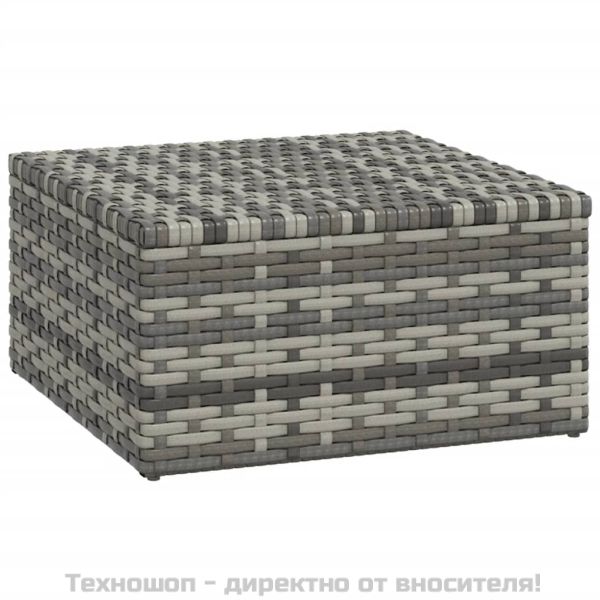 Градински лаундж комплект с възглавници 3 части сив полиратан