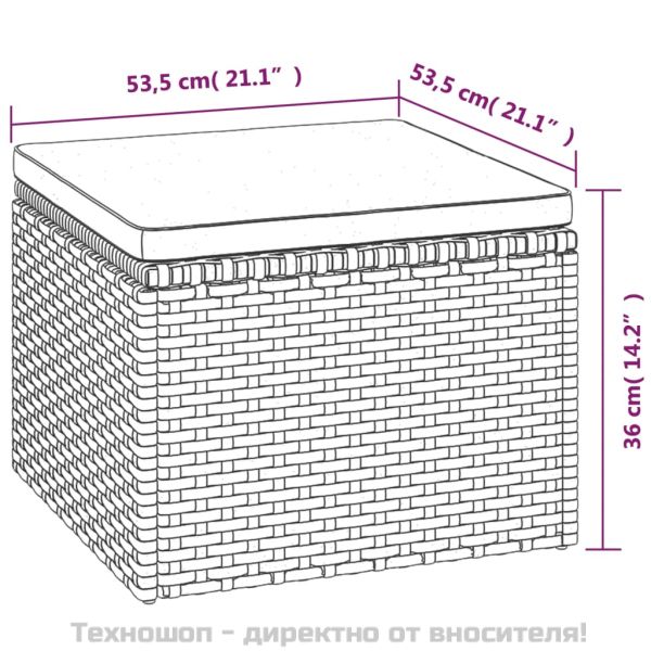 Градински лаундж комплект с възглавници 3 части сив полиратан