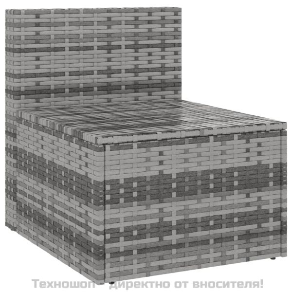 Градински средни дивани с възглавници, 2 бр, сиви, полиратан