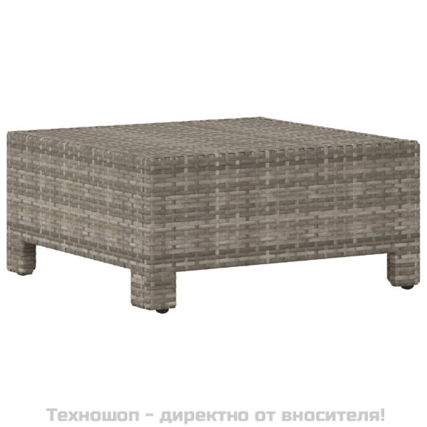 Градинска поставка за крака с възглавница, сива, полиратан