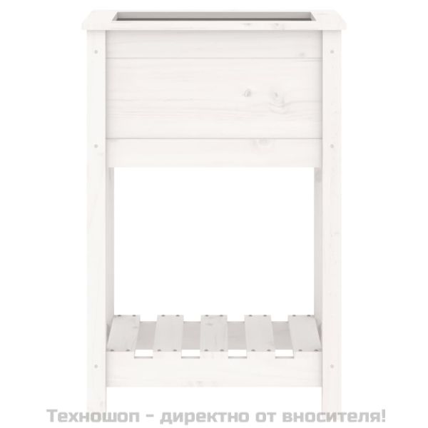Плантер с рафт, бяла, 54x34,5x81 см, борово дърво масив