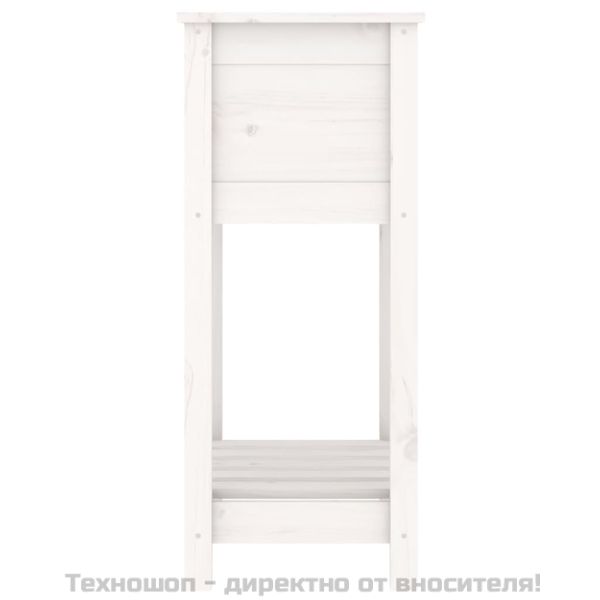 Плантер с рафт, бяла, 54x34,5x81 см, борово дърво масив
