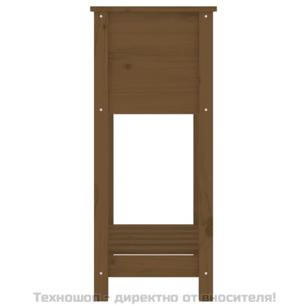 Плантер с рафт, меденокафяв, 54x34,5x81 см, борово дърво масив
