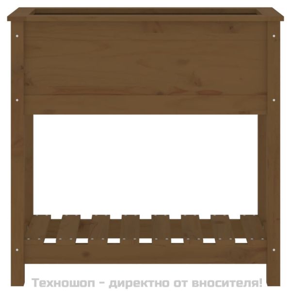 Плантер с рафт, меденокафяв, 82,5x34,5x81см, борово дърво масив