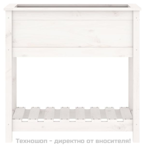 Плантер с рафт, бяла, 82,5x34,5x81 см, борово дърво масив