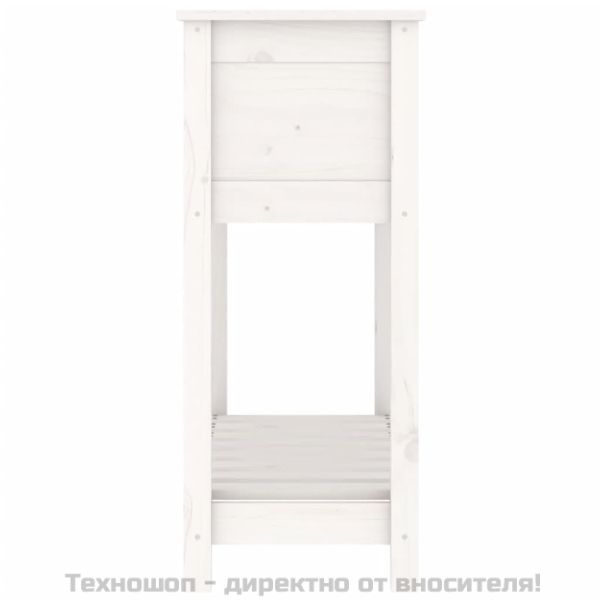 Плантер с рафт, бяла, 82,5x34,5x81 см, борово дърво масив