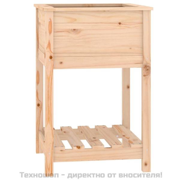 Плантер с рафт, 54x54x81 см, борово дърво масив