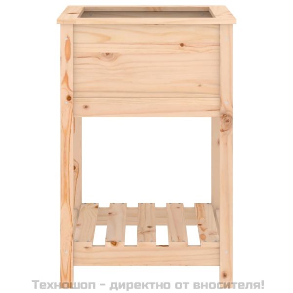 Плантер с рафт, 54x54x81 см, борово дърво масив