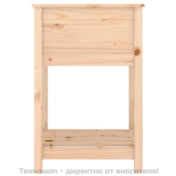 Плантер с рафт, 54x54x81 см, борово дърво масив