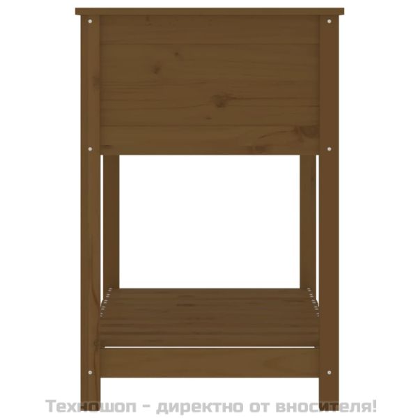 Плантер с рафт, меденокафяв, 82,5x54x81 см, борово дърво масив