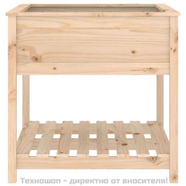 Плантер с рафт, 82,5x82,5x81 см, борово дърво масив